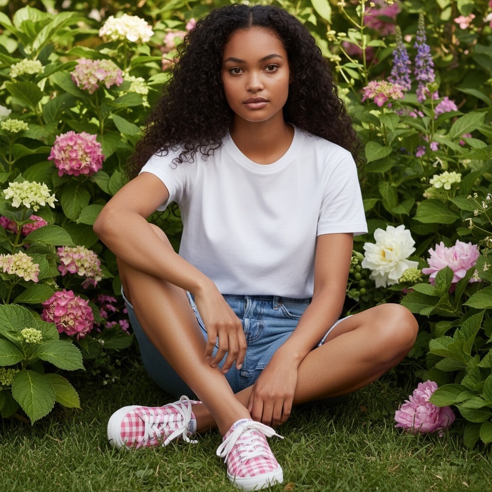 J. Crew Sneakers in Pink and White Check
